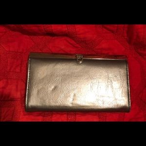 Pewter colored clasp wallet/clutch